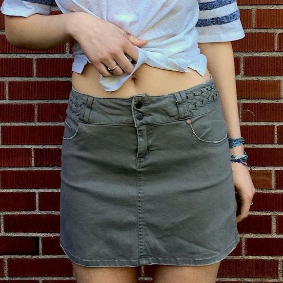 Rave R4R Jeans Dresses & Skirts - RAVE R4R JEANS Olive/Grey Tone Mini-Skirt - NO HAGGLING